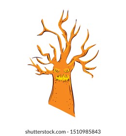 haunted dry tree isolated icon