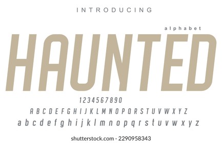 Haunted font. Elegant alphabet letters font and number. Classic Copper Lettering Minimal Fashion Designs. Typography fonts regular uppercase and lowercase. vector illustration