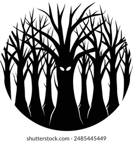 Haunted Forest Spooky Eyes Silhouette