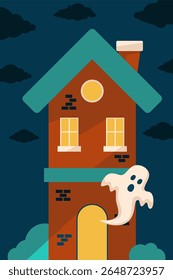 Ilustração de vetor de casa fantasma assombrada