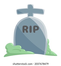haunted grave for halloween color illustration