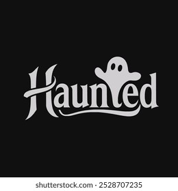 HAUNTED Halloween Lettering, Transparent Background, Vector Typography