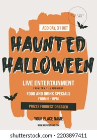 haunted Halloween party poster flyer or social media post design