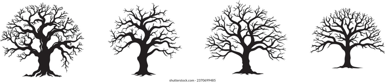 Obra vectorial de Halloween: Silhouette de un árbol muerto. Con árboles y ramas espeluznantes sin hojas