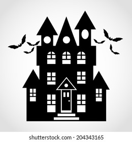 Haunted halloween witch house isolated on white background