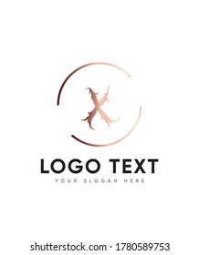 Haunted hand drawing letter type X logo template, Vector logo for business and company identity