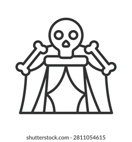 Haunted house attraction icon in line design. haunted house attraction, horror attraction, amusement park on white background vector. Editable stroke icon.