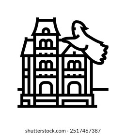 haunted house autumn line icon vector. haunted house autumn sign. isolated contour symbol black illustration