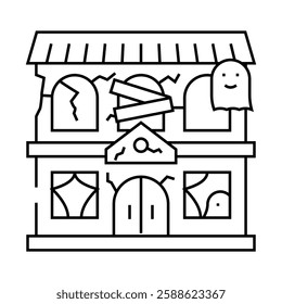 haunted house autumn line icon vector. haunted house autumn sign. isolated contour symbol black illustration