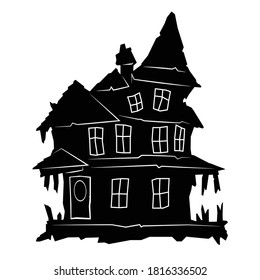 Haunted house clip art. Vector illustration. For web, Halloween or spooky events, fashion, graphic design