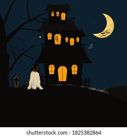 Haunted house design vector illustration. Halloween concept