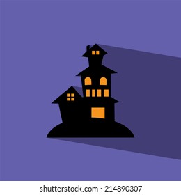 Haunted House Flat Icon  Vector Illustration Eps10  