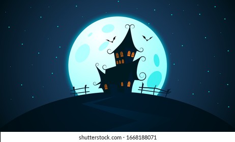 Haunted House Full Moon Stock Vector (Royalty Free) 1668188071 ...