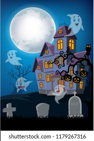 Haunted House Ghost Halloween Background Stock Illustration 1181124937