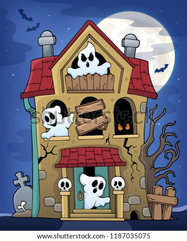 Haunted house with ghosts theme 2 - eps10 vector illustration.