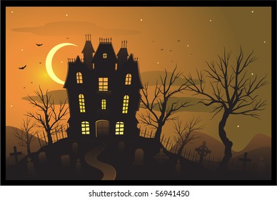 Haunted house halloween background