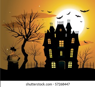 Haunted house halloween background