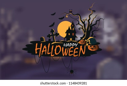 Haunted house halloween background ,Vector illustration 