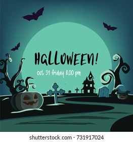 Haunted house halloween background ,Vector illustration 