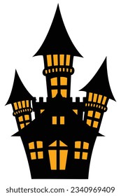 Haunted house halloween, elements for halloween greeting card, vector illustration