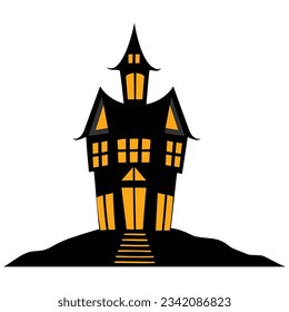 Haunted house halloween, elements for halloween greeting card, vector illustration