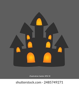 Haunted House Halloween elements Vector,  isolated on gray background, Vector illustration EPS 10