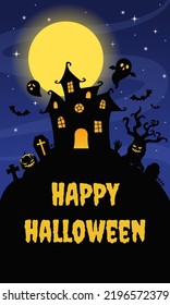 Haunted house Halloween event background. Cartoon style vector