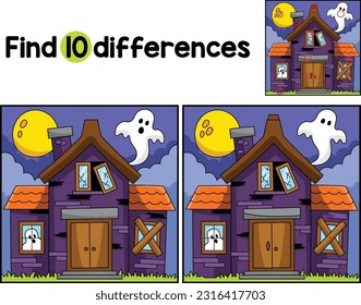 Halloween en la Casa de Haunted encuentra las diferencias