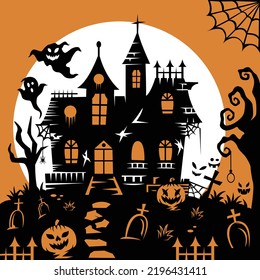 Haunted House Halloween Illustration Vector