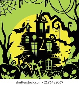 Haunted House Halloween Illustration Vector