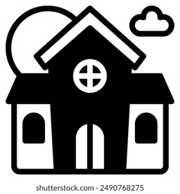 Haunted House halloween object icon illustration