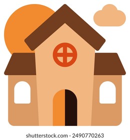 Haunted House halloween object icon illustration