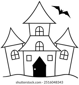 Haunted House Halloween Silhouette Vector Art Design.