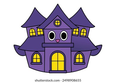 "Haunted House Halloween Vector Illustration"