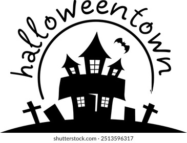 Haunted house. Halloweentown. Halloween vector illustration