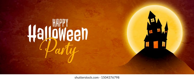 haunted house happy halloween party banner design