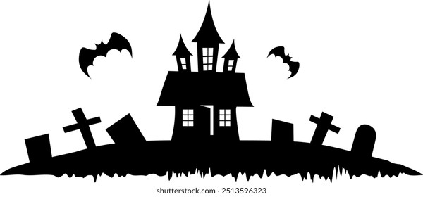 Casa embrujada. Feliz Halloween. Ilustración vectorial de Halloween