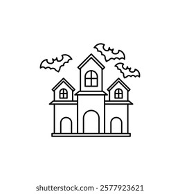 Haunted house icon Flat illustration sign