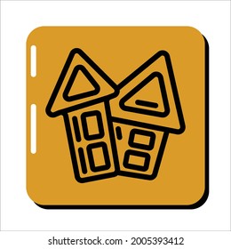 haunted house icon line illustration, helloween day