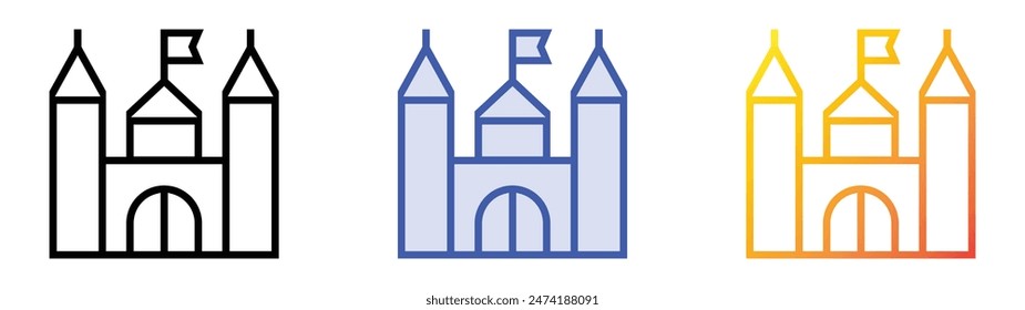 haunted house icon. Linear, Blue Fill and Gradient Style Design Isolated On White Background