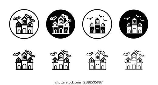 Haunted house icon linear logo isolated