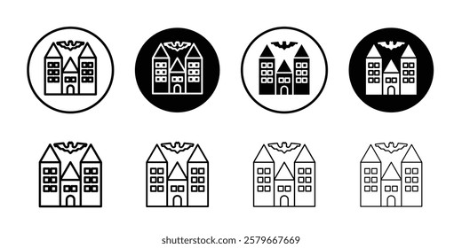 Haunted house icon Outline thin set pack series