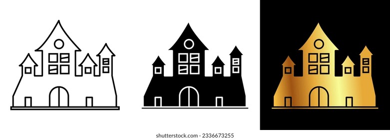 The Haunted House Icon represents a spooky and eerie haunted mansion. It symbolizes Halloween, haunted places, ghosts, and the thrill of haunted attractions.