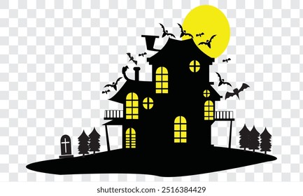 Haunted House Icon. Scary house icon. Haunted house at night. EPS 10.