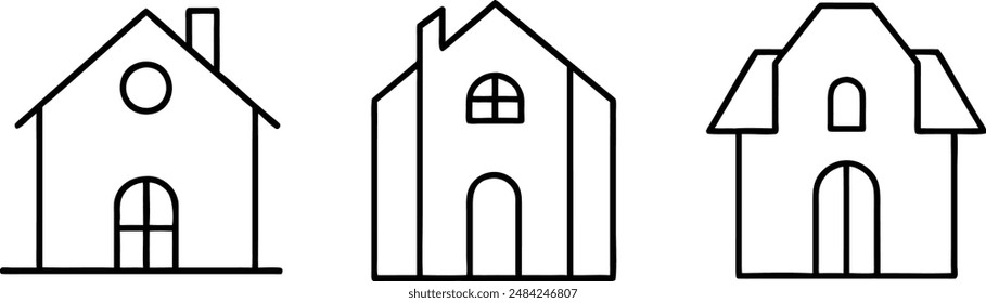 haunted house icon set. Line Icon. Editable Stroke.
