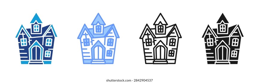 Haunted House icon set multiple style collection