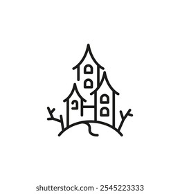 Haunted House icon. Simple Halloween-themed haunted house, ideal for social media, app, and web design. Vector illustration