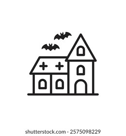 Haunted house icon Simple thin outline