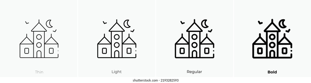 haunted house icon. Thin, Light Regular And Bold style design isolated on white background