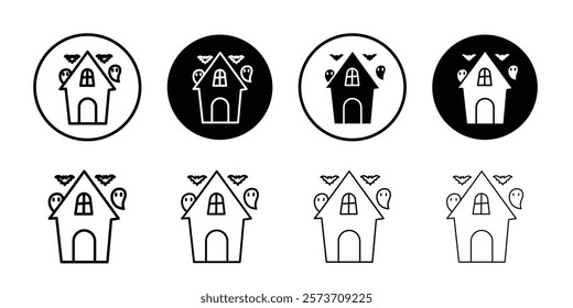 Haunted house icon Thin line art isolated